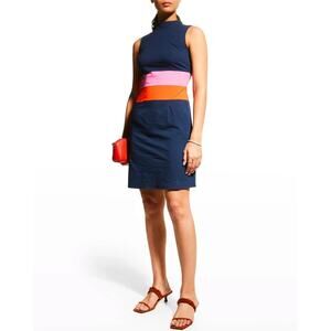 Frances Valentine Colorblock Mini Dress in Navy, Pink, and Orange